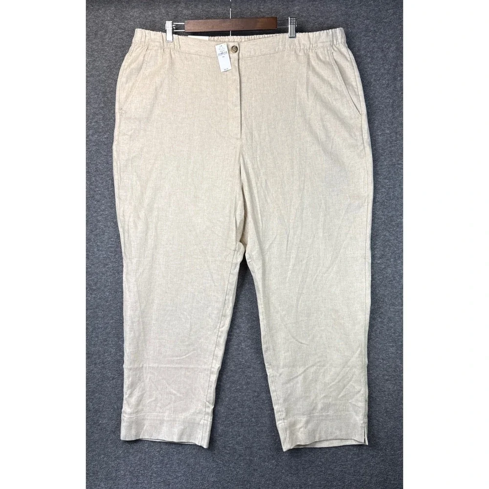 Banana Republic Mens XXL Tapered High-Rise Ankle Pants Linen Blend Beige NWT